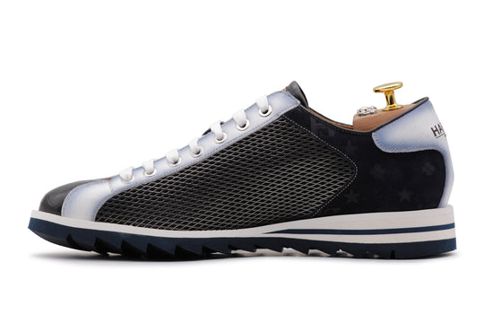 Sneakers in pelle stampata con dettagli in suede Nera