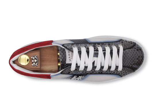 Sneakers in pelle morbida e pitone Blu