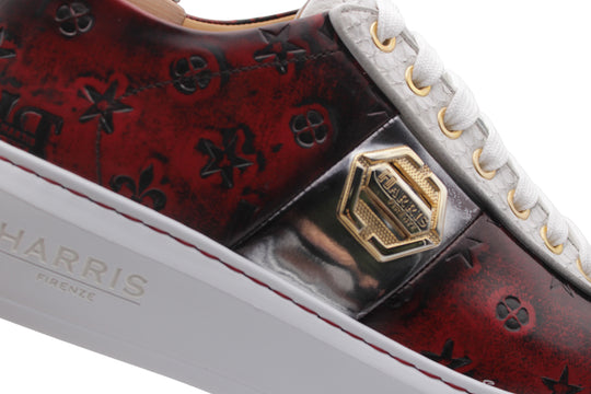 Sneakers in spazzolato monogram e pitone Rossa