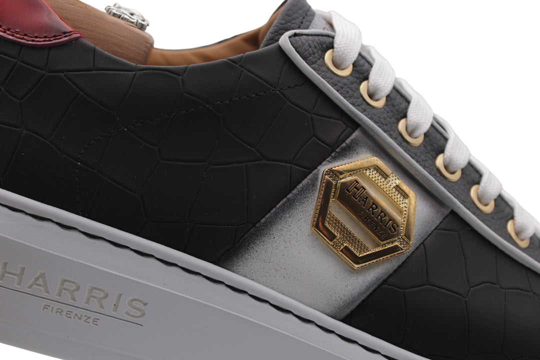 Sneakers in pelle gommata effetto coccodrillo