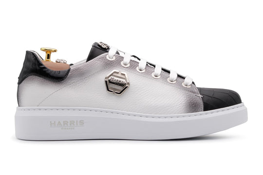 Sneaker In Pelle  Con Stampa Coccodrillo